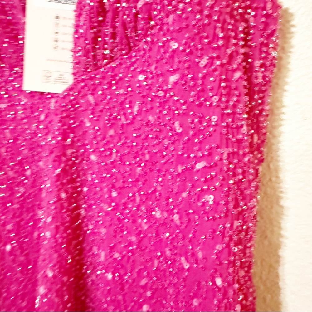 NWT Oh Polly Cassis Fully Beaded Embellished Plunge Neck Mini Dress in Pink US 8 - Picture 9 of 12